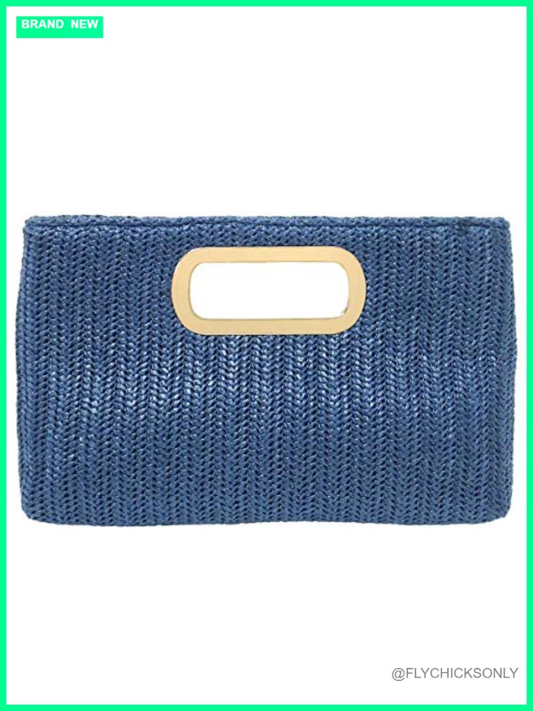 Top Handle Straw Clutch Woven Raffia Tote Detachable Chain Crossbody
